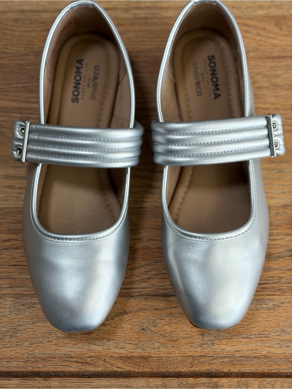 Sonoma Goods For Life Delilah Metallic Silver Mary Jane Flats size 8.5